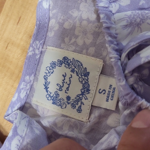 Blue Rain Violet & White Floral Short Sleeve Lolita Top - Picture 2 of 8